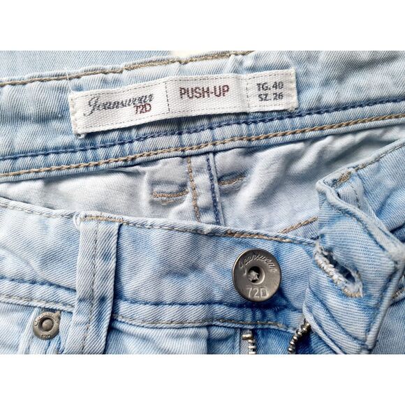 Jeanswear 72D Push Up Lightblue Womens Straight Leg Cotton Blend Jeans Size W28 - Picture 8 of 13